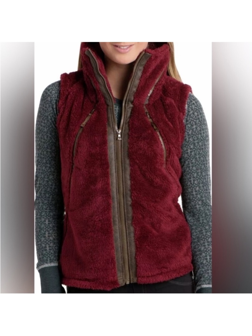 KÜHL Women's Flight Vest Burgundy Red Full Zip Women’s XL